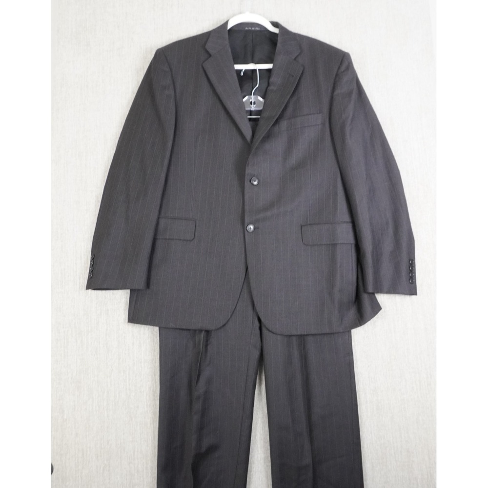 Burberry London Suit 42S Black Striped 2-Piece 100% Wool Jacket Pants 36x34 NWT